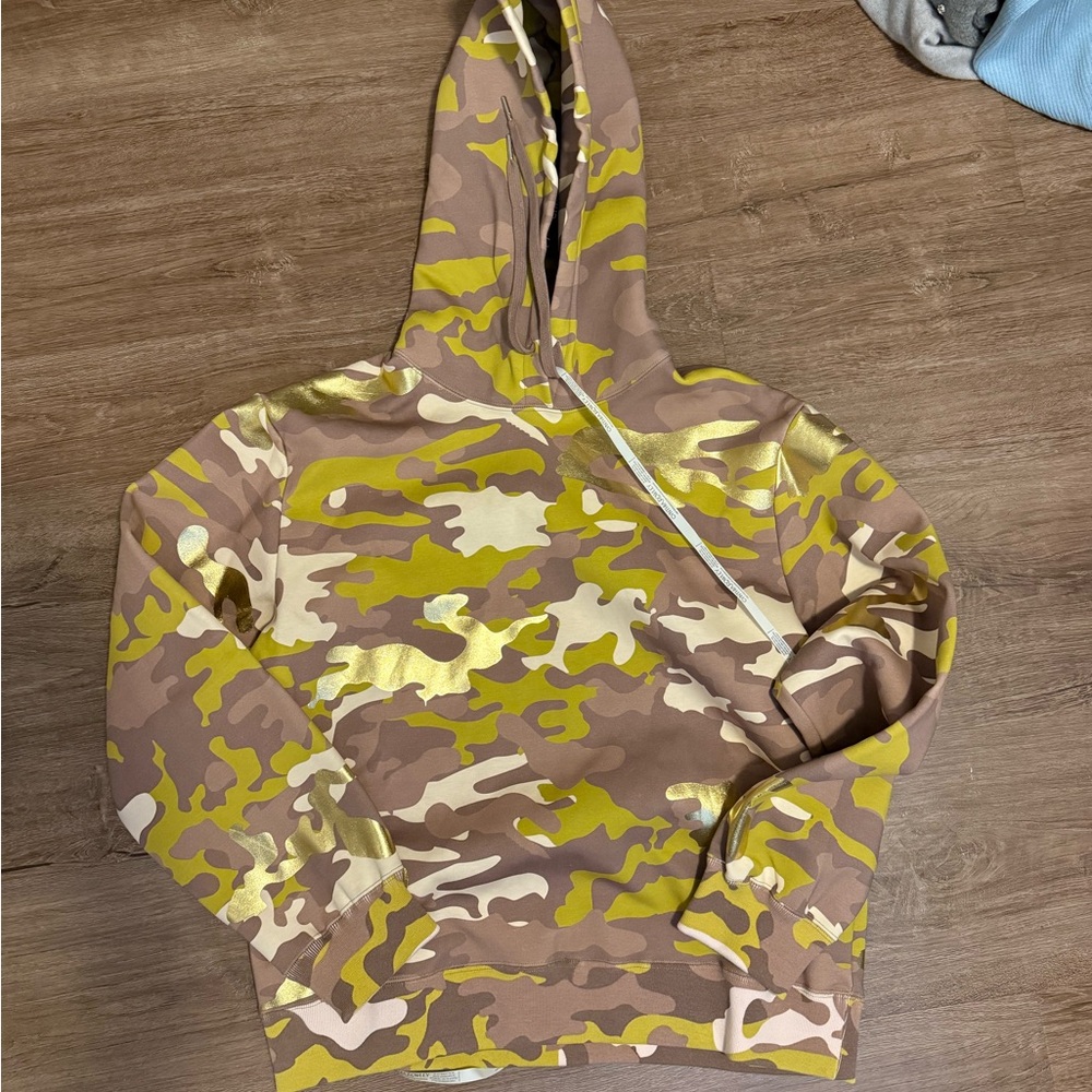 Cynthia Rowley Camouflage Hoodie in Brown and Yellow